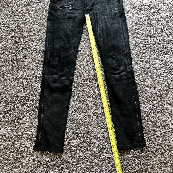 Rag & Bone Lamb Leather Jeans 26 Black Suede Zipper Pockets & Ankles Skinny - Picture 7 of 13